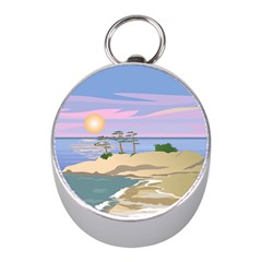 Vacation Island Sunset Sunrise Mini Silver Compasses by Salman4z