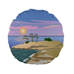 Vacation Island Sunset Sunrise Standard 15  Premium Flano Round Cushions by Salman4z