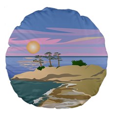 Vacation Island Sunset Sunrise Large 18  Premium Flano Round Cushions by Salman4z