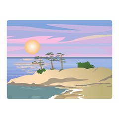 Vacation Island Sunset Sunrise Two Sides Premium Plush Fleece Blanket (mini) by Salman4z