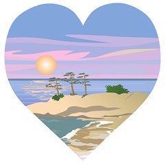 Vacation Island Sunset Sunrise Wooden Puzzle Heart by Salman4z