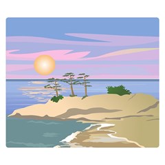 Vacation Island Sunset Sunrise Premium Plush Fleece Blanket (small) by Salman4z