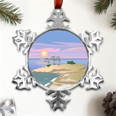 Vacation Island Sunset Sunrise Metal Small Snowflake Ornament