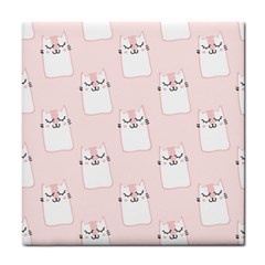 Pattern Pink Cute Sweet Fur Cats Tile Coaster