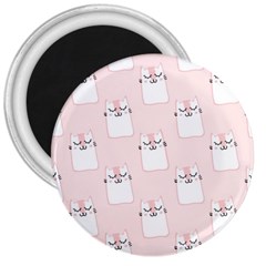 Pattern Pink Cute Sweet Fur Cats 3  Magnets