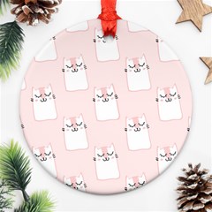 Pattern Pink Cute Sweet Fur Cats Ornament (Round)