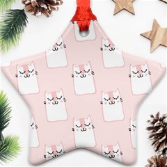 Pattern Pink Cute Sweet Fur Cats Ornament (Star)