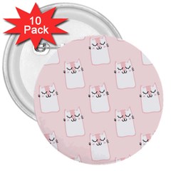 Pattern Pink Cute Sweet Fur Cats 3  Buttons (10 pack) 