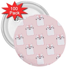 Pattern Pink Cute Sweet Fur Cats 3  Buttons (100 pack) 