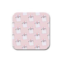 Pattern Pink Cute Sweet Fur Cats Rubber Square Coaster (4 pack)