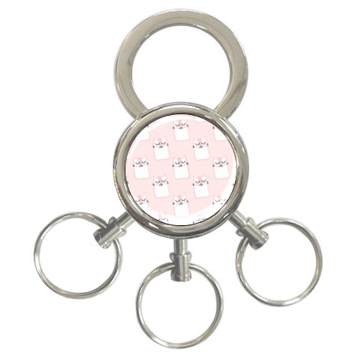 Pattern Pink Cute Sweet Fur Cats 3-Ring Key Chain