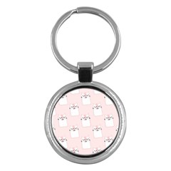 Pattern Pink Cute Sweet Fur Cats Key Chain (Round)