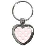 Pattern Pink Cute Sweet Fur Cats Key Chain (Heart) Front