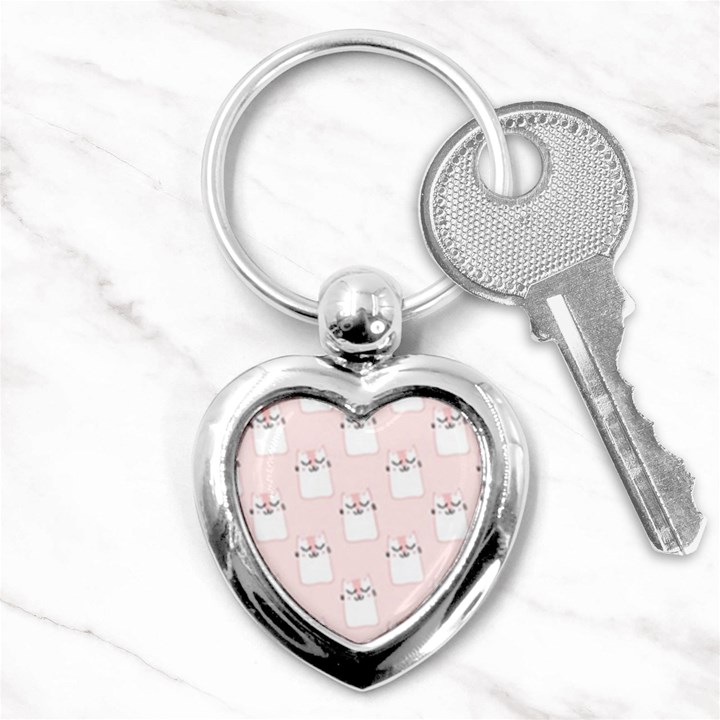 Pattern Pink Cute Sweet Fur Cats Key Chain (Heart)