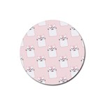 Pattern Pink Cute Sweet Fur Cats Rubber Round Coaster (4 pack) Front