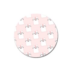 Pattern Pink Cute Sweet Fur Cats Magnet 3  (Round)