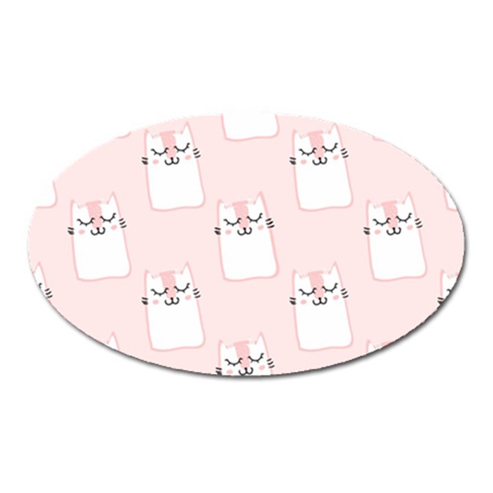 Pattern Pink Cute Sweet Fur Cats Oval Magnet