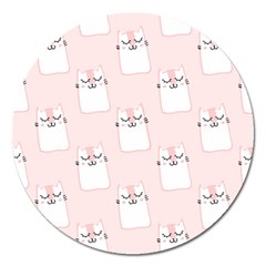 Pattern Pink Cute Sweet Fur Cats Magnet 5  (Round)