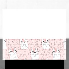 Pattern Pink Cute Sweet Fur Cats Rectangular Jigsaw Puzzl