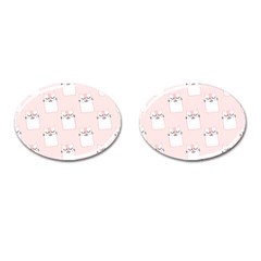 Pattern Pink Cute Sweet Fur Cats Cufflinks (Oval)