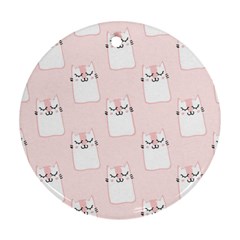 Pattern Pink Cute Sweet Fur Cats Round Ornament (two Sides) by Salman4z