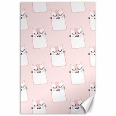 Pattern Pink Cute Sweet Fur Cats Canvas 24  x 36 