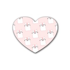 Pattern Pink Cute Sweet Fur Cats Rubber Coaster (Heart)