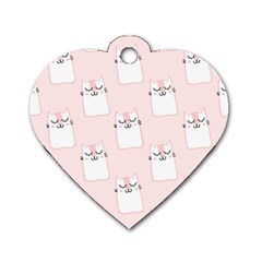 Pattern Pink Cute Sweet Fur Cats Dog Tag Heart (One Side)