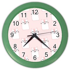 Pattern Pink Cute Sweet Fur Cats Color Wall Clock