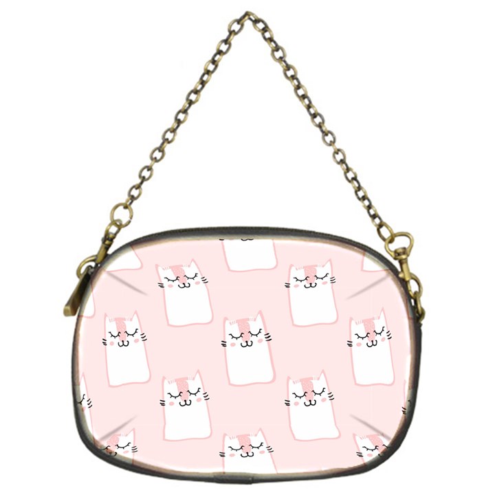 Pattern Pink Cute Sweet Fur Cats Chain Purse (One Side)