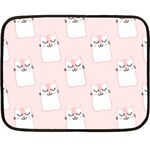 Pattern Pink Cute Sweet Fur Cats Fleece Blanket (Mini) 35 x27  Blanket