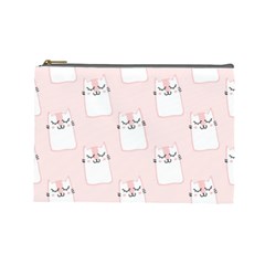 Pattern Pink Cute Sweet Fur Cats Cosmetic Bag (Large)