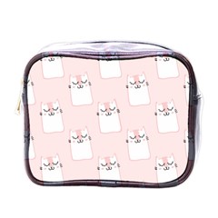 Pattern Pink Cute Sweet Fur Cats Mini Toiletries Bag (One Side)