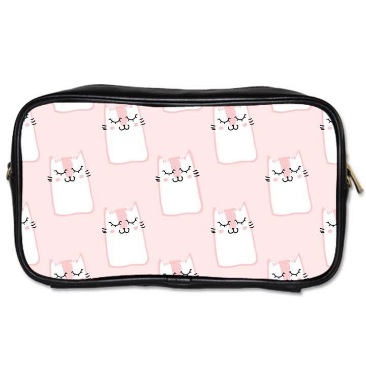 Pattern Pink Cute Sweet Fur Cats Toiletries Bag (Two Sides)