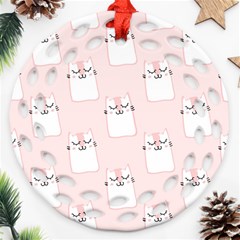 Pattern Pink Cute Sweet Fur Cats Ornament (Round Filigree)