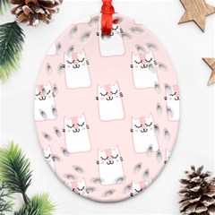 Pattern Pink Cute Sweet Fur Cats Ornament (Oval Filigree)