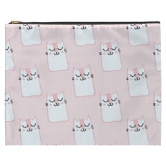 Pattern Pink Cute Sweet Fur Cats Cosmetic Bag (XXXL)