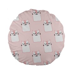 Pattern Pink Cute Sweet Fur Cats Standard 15  Premium Round Cushions