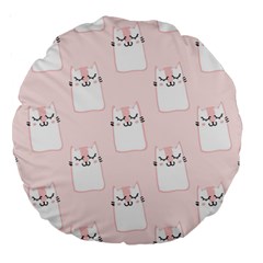 Pattern Pink Cute Sweet Fur Cats Large 18  Premium Round Cushions