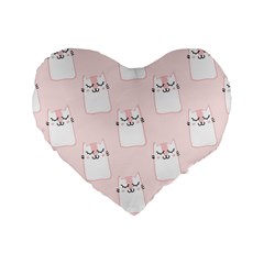 Pattern Pink Cute Sweet Fur Cats Standard 16  Premium Heart Shape Cushions