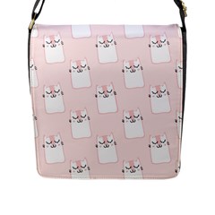 Pattern Pink Cute Sweet Fur Cats Flap Closure Messenger Bag (L)