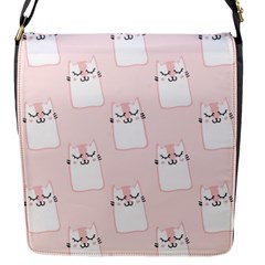 Pattern Pink Cute Sweet Fur Cats Flap Closure Messenger Bag (S)