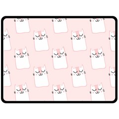 Pattern Pink Cute Sweet Fur Cats Two Sides Fleece Blanket (Large)