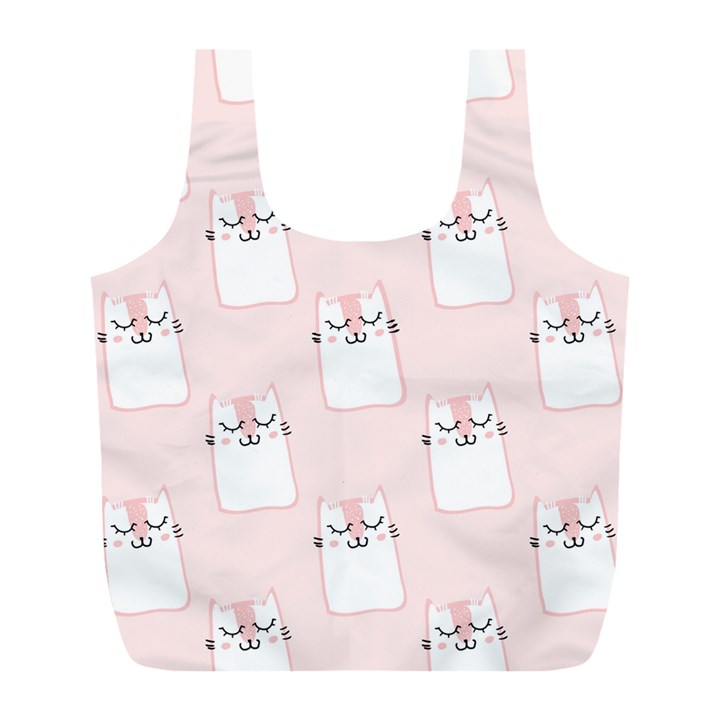 Pattern Pink Cute Sweet Fur Cats Full Print Recycle Bag (L)