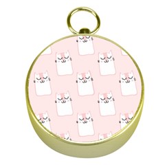 Pattern Pink Cute Sweet Fur Cats Gold Compasses