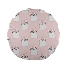 Pattern Pink Cute Sweet Fur Cats Standard 15  Premium Flano Round Cushions