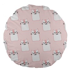 Pattern Pink Cute Sweet Fur Cats Large 18  Premium Flano Round Cushions