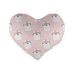 Pattern Pink Cute Sweet Fur Cats Standard 16  Premium Flano Heart Shape Cushions