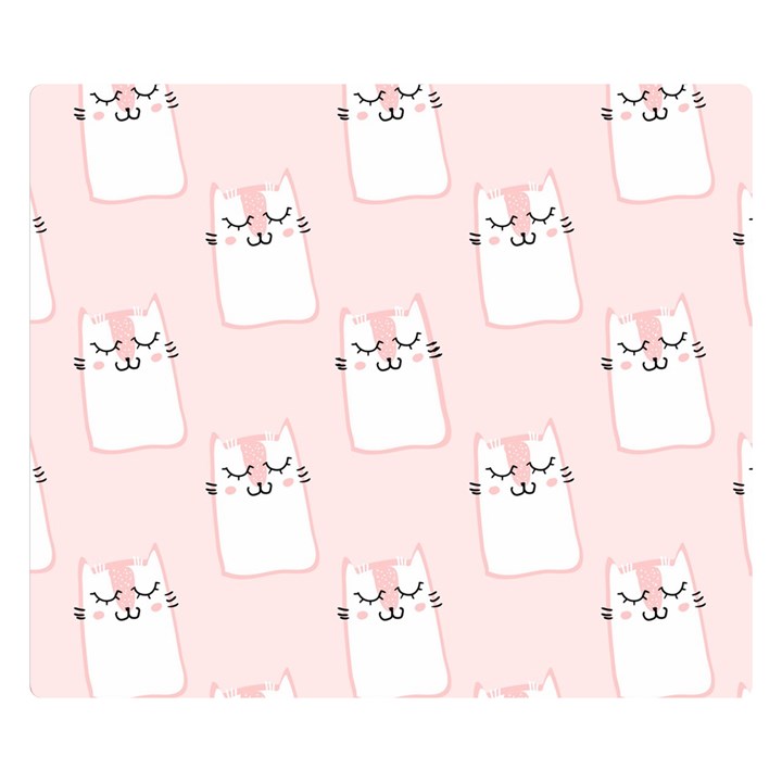 Pattern Pink Cute Sweet Fur Cats Two Sides Premium Plush Fleece Blanket (Small)