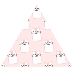 Pattern Pink Cute Sweet Fur Cats Wooden Puzzle Triangle